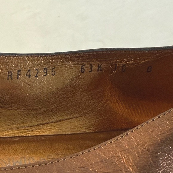 Salvatore Ferragamo Regale Bronze Ballerina Flats Womens Size 10 Leather Bow - Picture 7 of 8